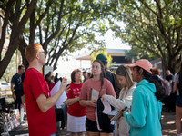 people serving outside