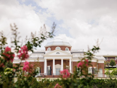 nation hall building at DBU during the summer time