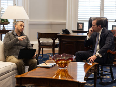 DBU President Adam Wright meets with Dr. Siniy from Tavriski Christian Institute in Ukraine