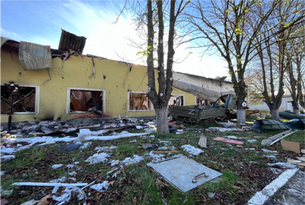 remains of destoryed buildings