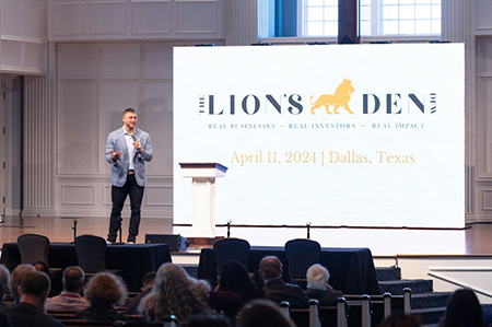 Tim Tebow speaking in Dallas, Texas at Dallas Baptist University