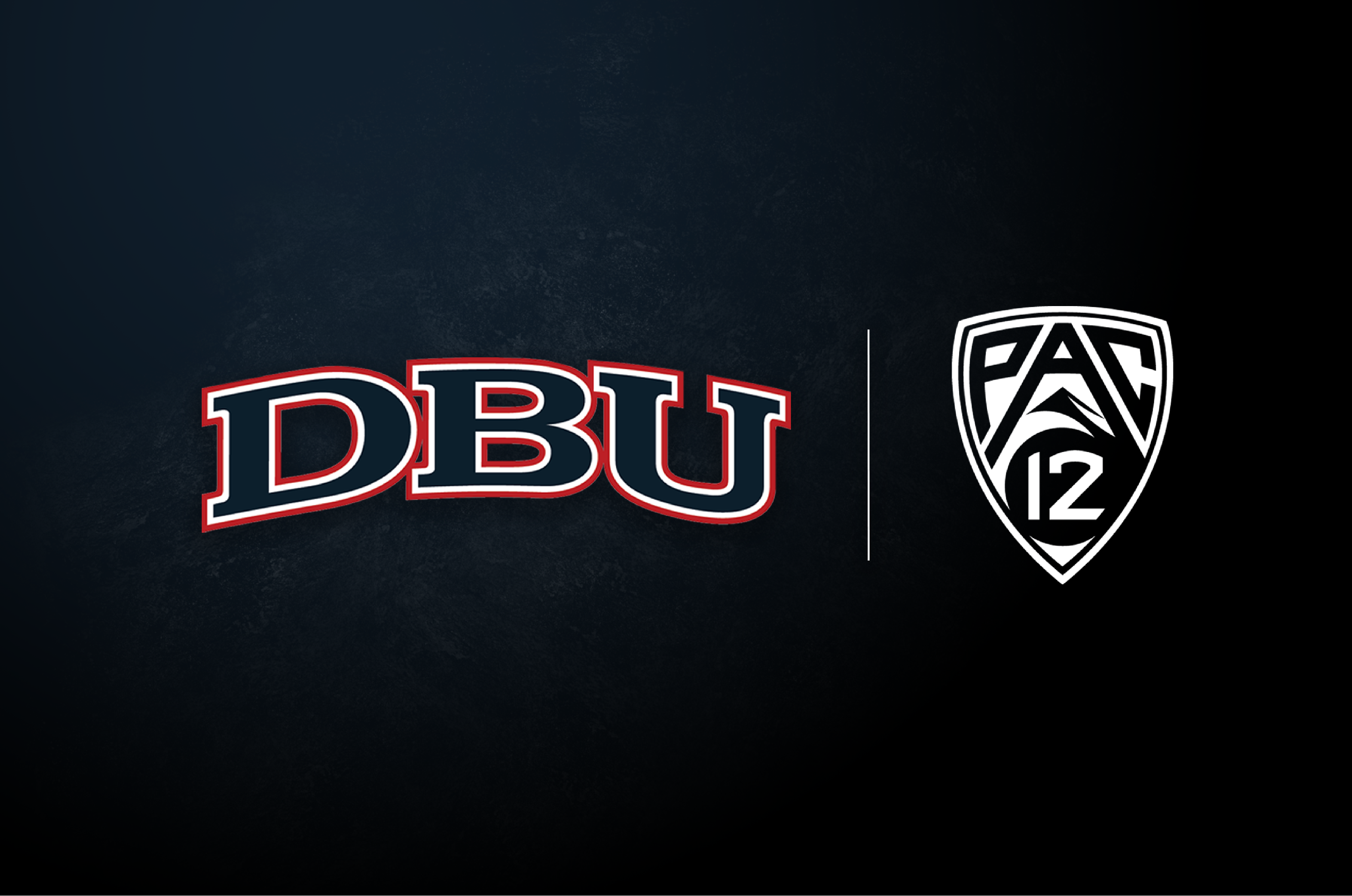 arched DBU athletics logo with Pac 12 loco on navy background