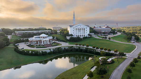 aerial photo of a Christian university in Texas