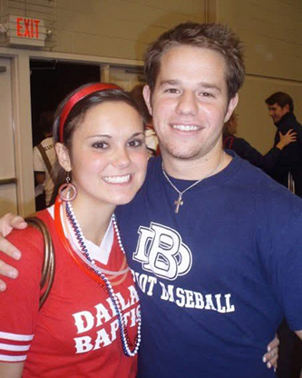 Tyler and Katee during college in the burg center