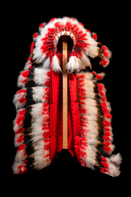 Feathered indigenous headdress on display in DBU's ICC