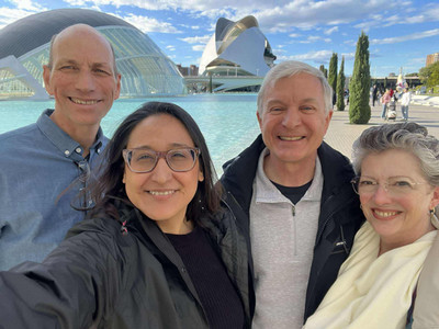 Drs. Karen and Mark Alexander with alumni Angela and Joel Jolley in Valencia, Spain