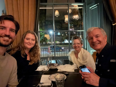 Drs. Karen and Mark Alexander with alumni Will and Joyana Wotilla Santini in Edinburgh, Scotland