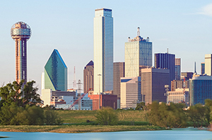 the building skyline of Dallas, Texas
