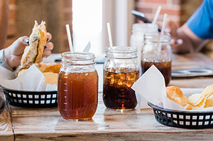 college students eating at a local restaurant in Dallas