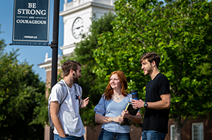 college students walking around a Christian university in Texas